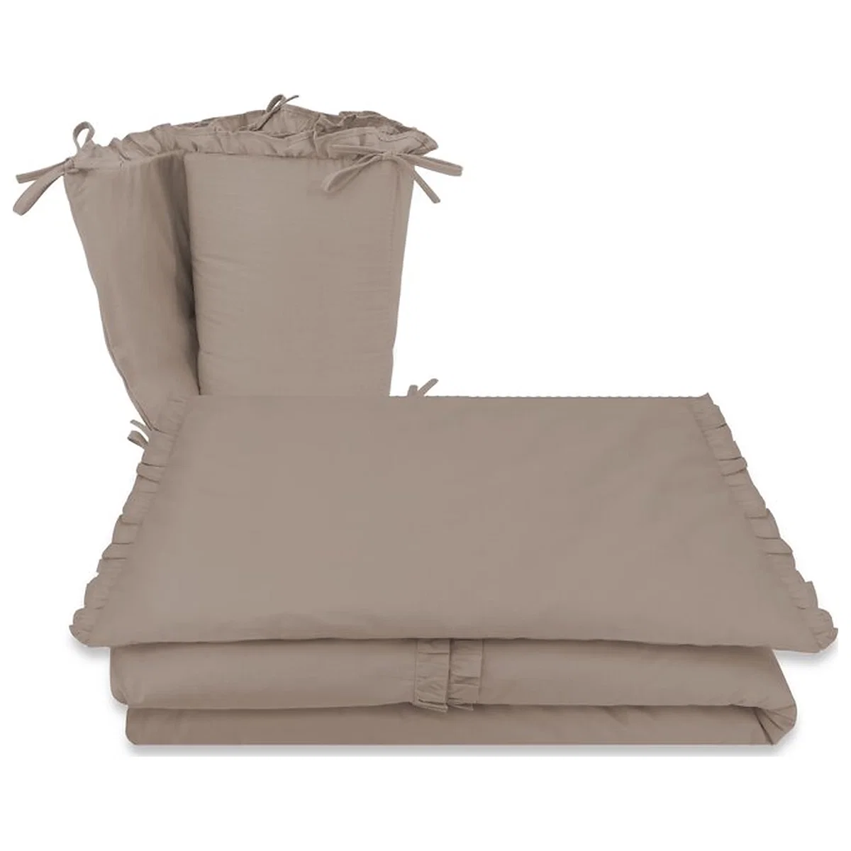 Camera copilului - Lenjerie patut cu 3 piese, MimiNu, Pentru patut 120x60 cm, volanase, protectie laterala, bumbac certificat, Colectia