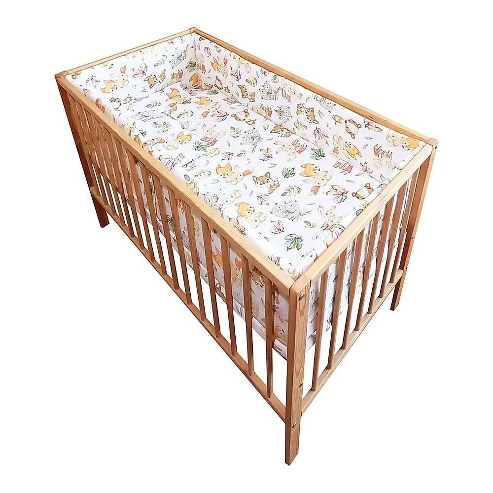 Somnul celor mici - Lenjerie patut Vulpita 5 piese (pernuta, plapuma, cearceaf cu elastic, 2 aparatoare laterale) Hubners