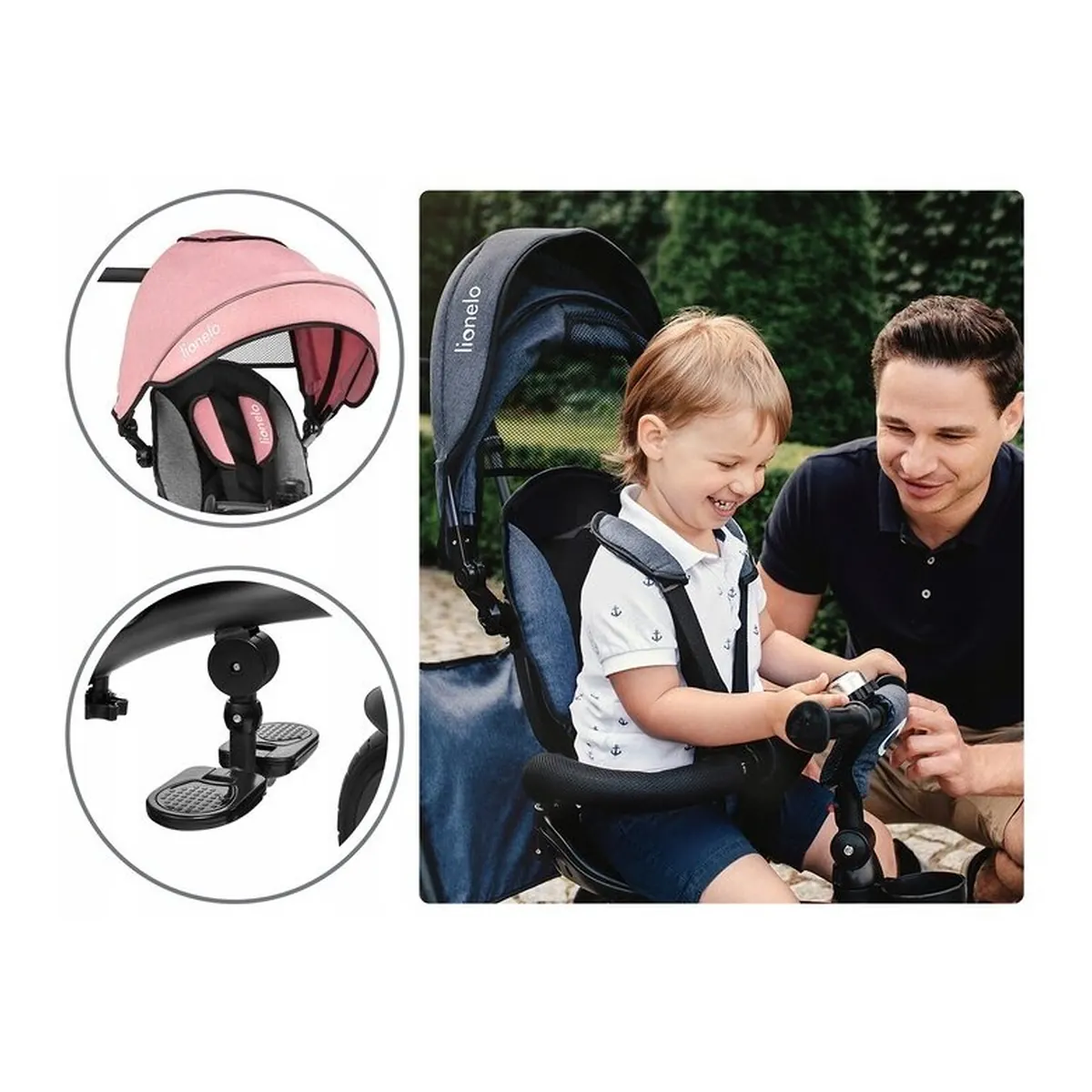 Lionelo - Tricicleta Tris, Mecanism de pedalare libera, Suport picioare, Control al directiei, Scaun reversibil, Rotire [31]