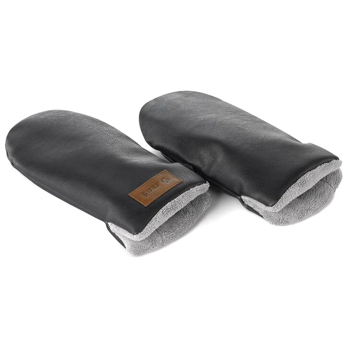 Accesorii carucioare - Manusi magnetice pentru carucior, Jane, Pentru vremea rece, Interior din fleece si exterior imitatie piele, Black