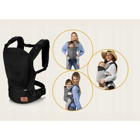 Marsupiu ergonomic, Lionelo, Margareet Air, 3 pozitii de purtare, Certificat de Institutul International pentru Displazie de Sold, 4 luni+, Pana la 20 Kg, Material respirabil 3D Air Mesh, Negru [9]