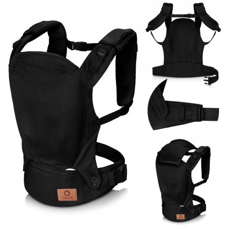 Marsupiu ergonomic, Lionelo, Margareet Air, 3 pozitii de purtare, Certificat de Institutul International pentru Displazie de Sold, 4 luni+, Pana la 20 Kg, Material respirabil 3D Air Mesh, Negru [3]