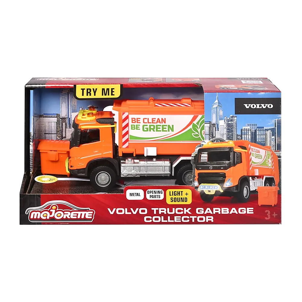 Masina de gunoi Majorette Volvo Garbge Collector cu tomberon 3 ani + [10]