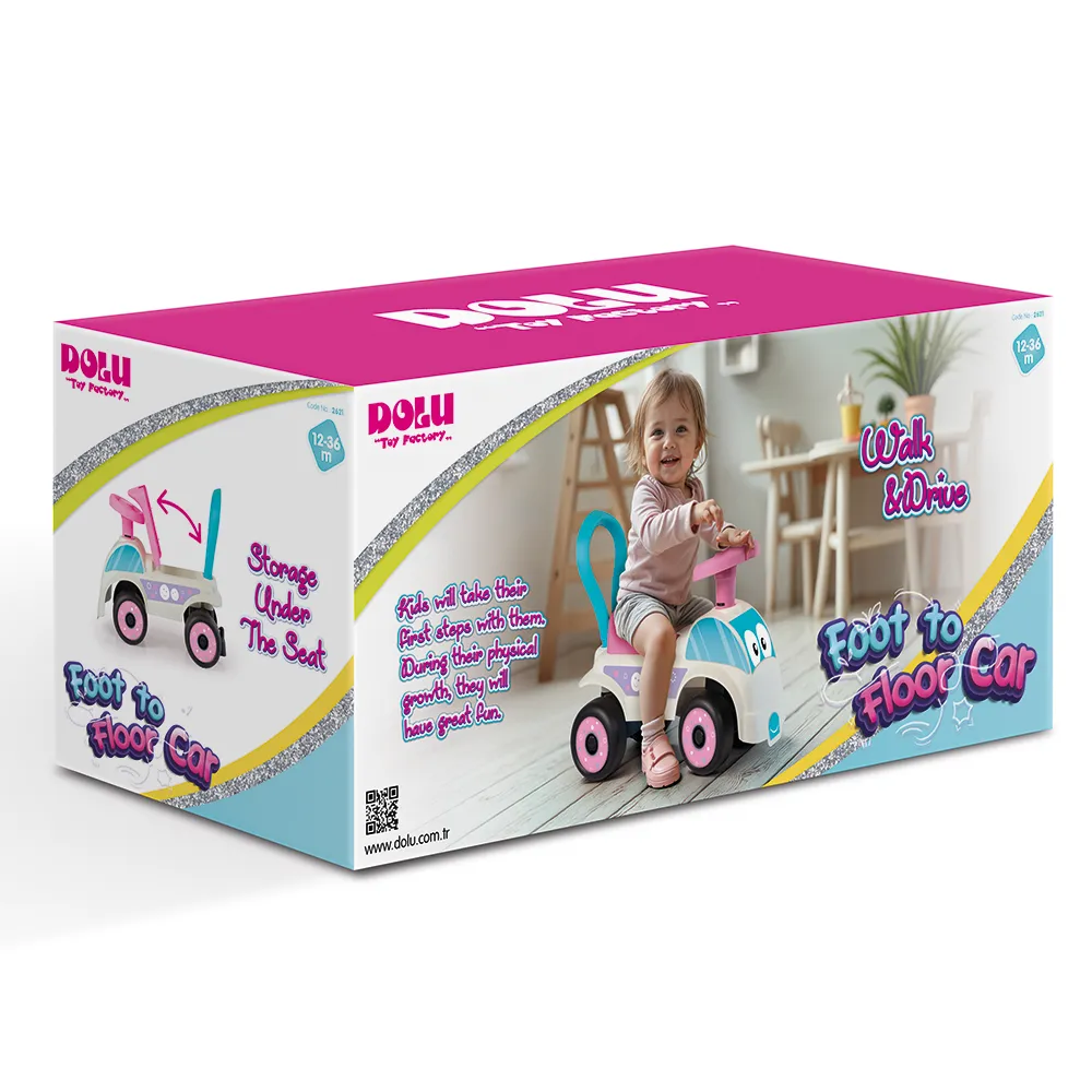 Masina fara pedale Foot to Floor - Alb& roz DOLU 12 luni+ [2]