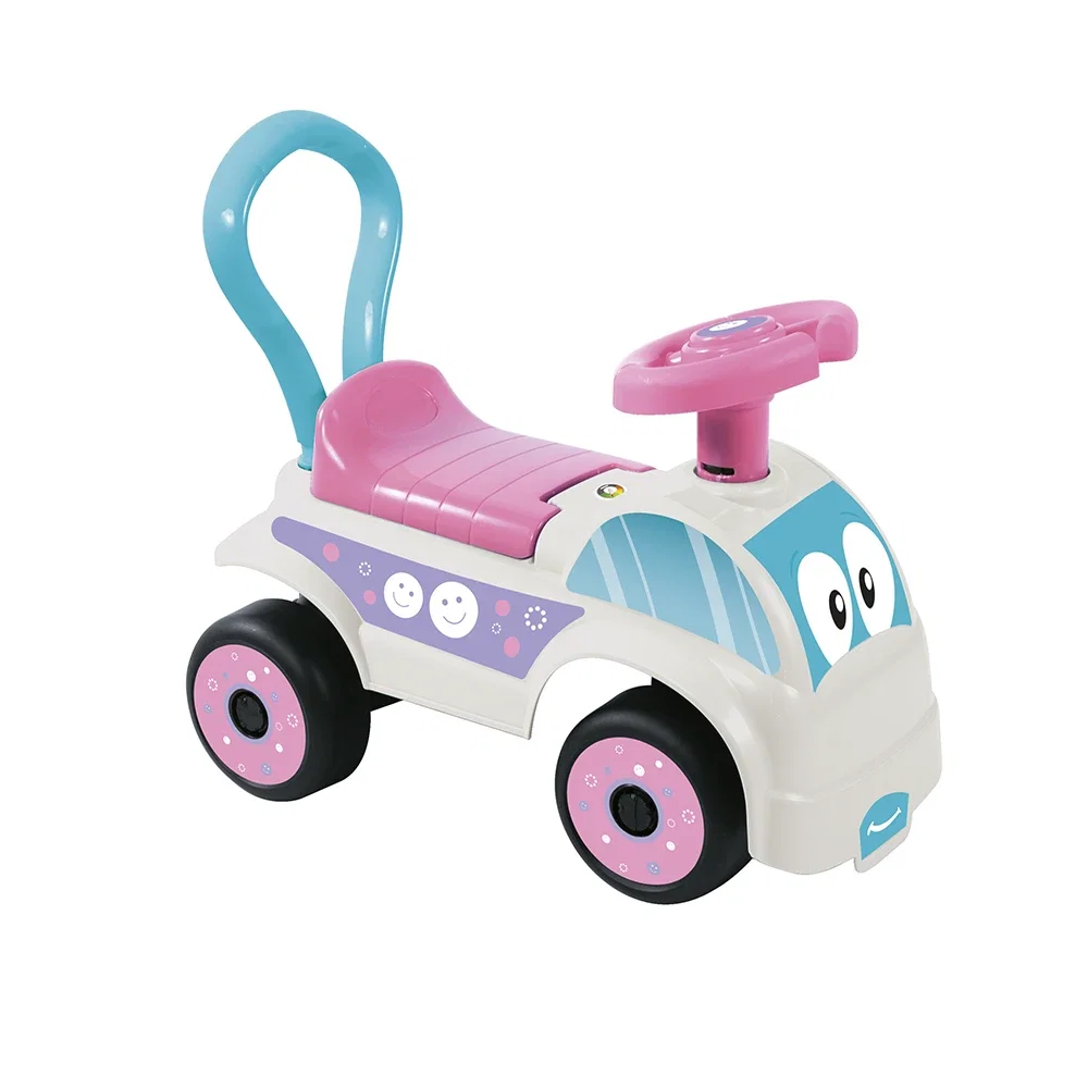 Masinute de impins pentru copii - Masina fara pedale Foot to Floor - Alb& roz DOLU 12 luni+