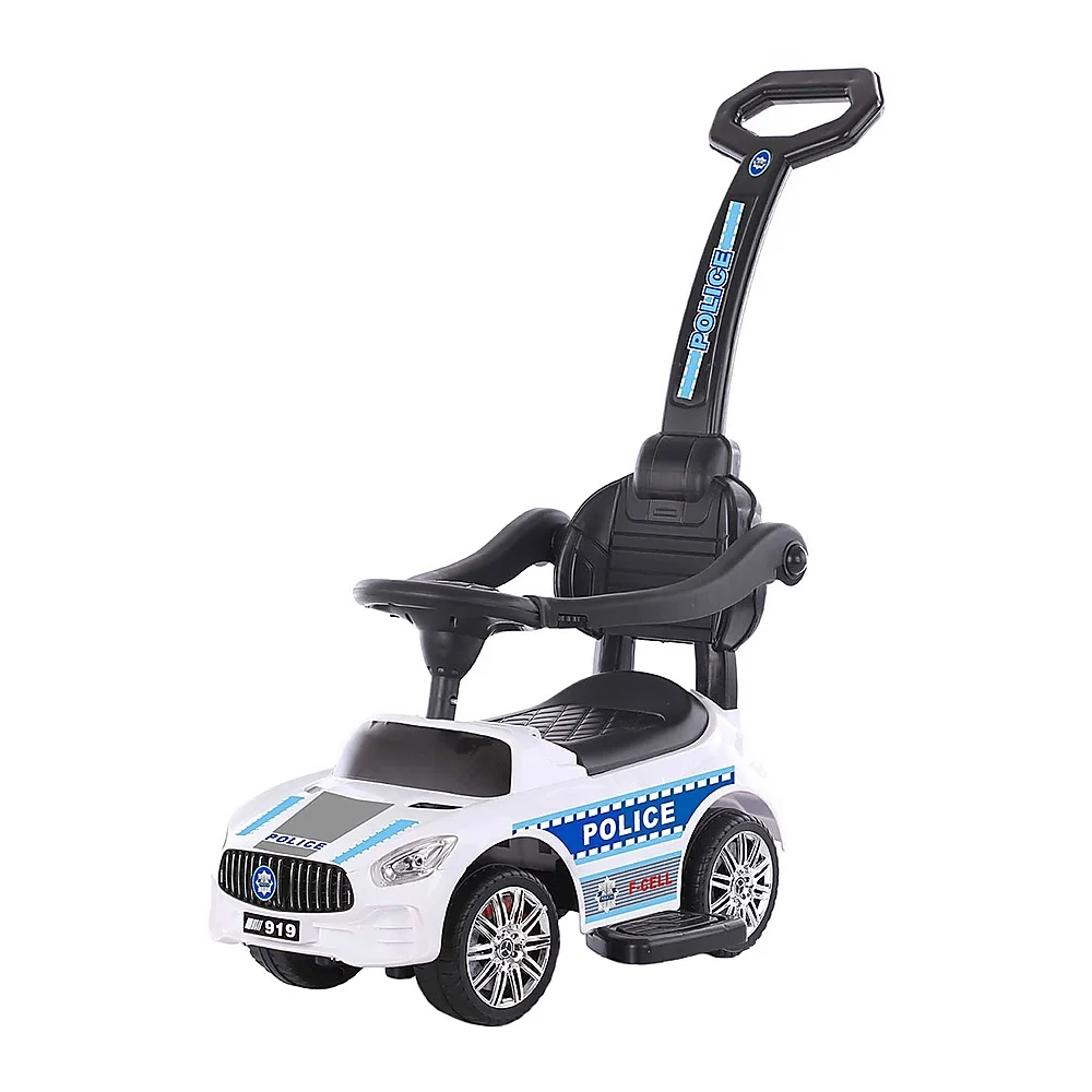 La plimbare - Masinuta de impins Chipolino Police alb cu maner 5 ani