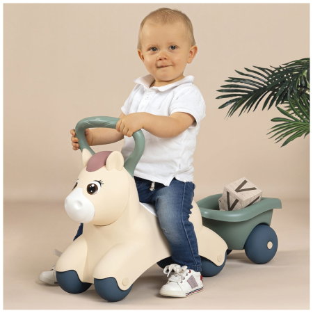 Masinuta de impins Smoby Pony cu remorca 1 an + [9]
