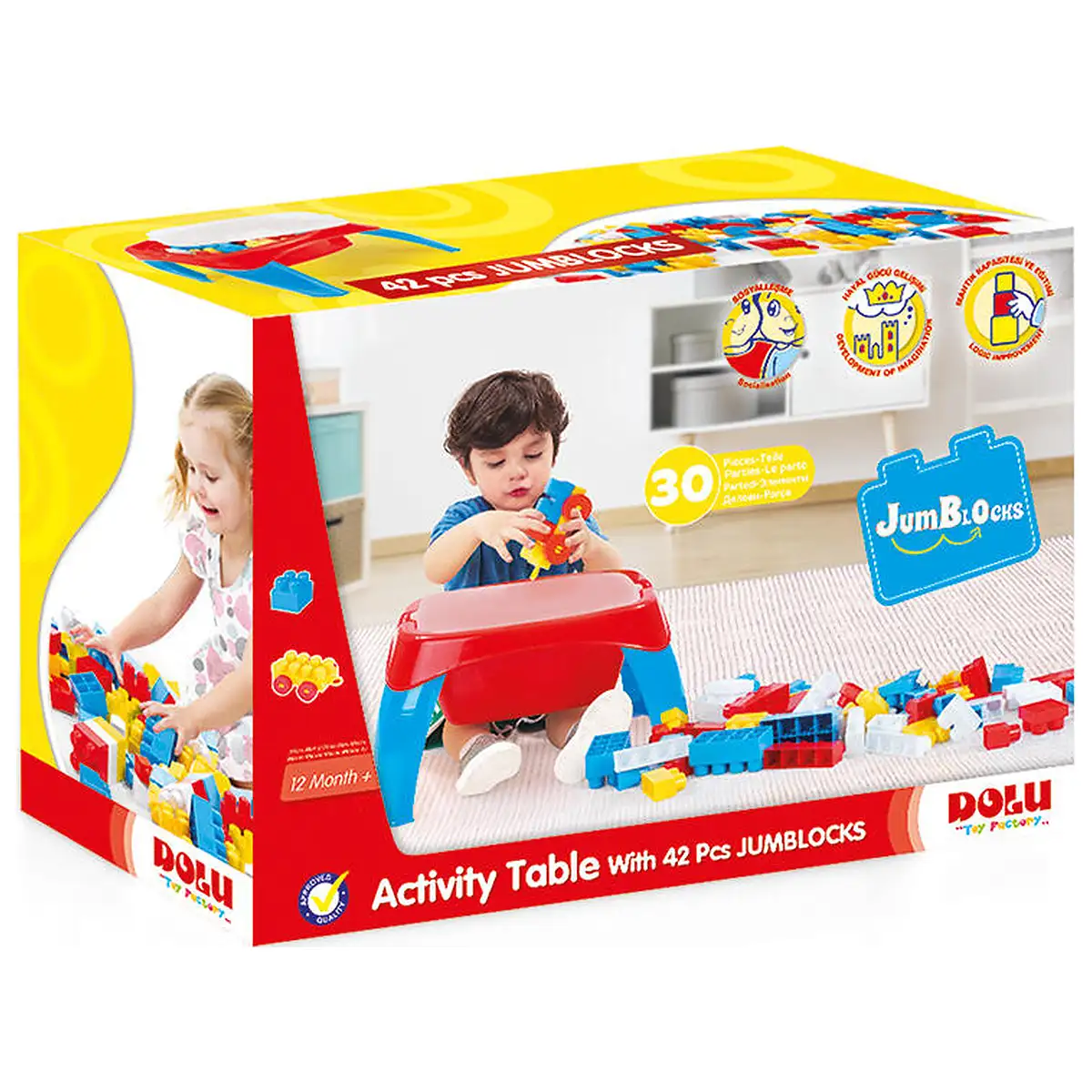 Masuta de activitati cu 30 cuburi de construit DOLU 12 luni+ [2]