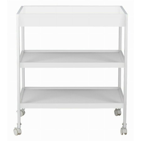 Masuta de infasat, FreeON, Mila, Din lemn, Cu 4 roti pentru transport facil, Cu 3 suprafete de depozitare, 76x54x86 cm, White [1]