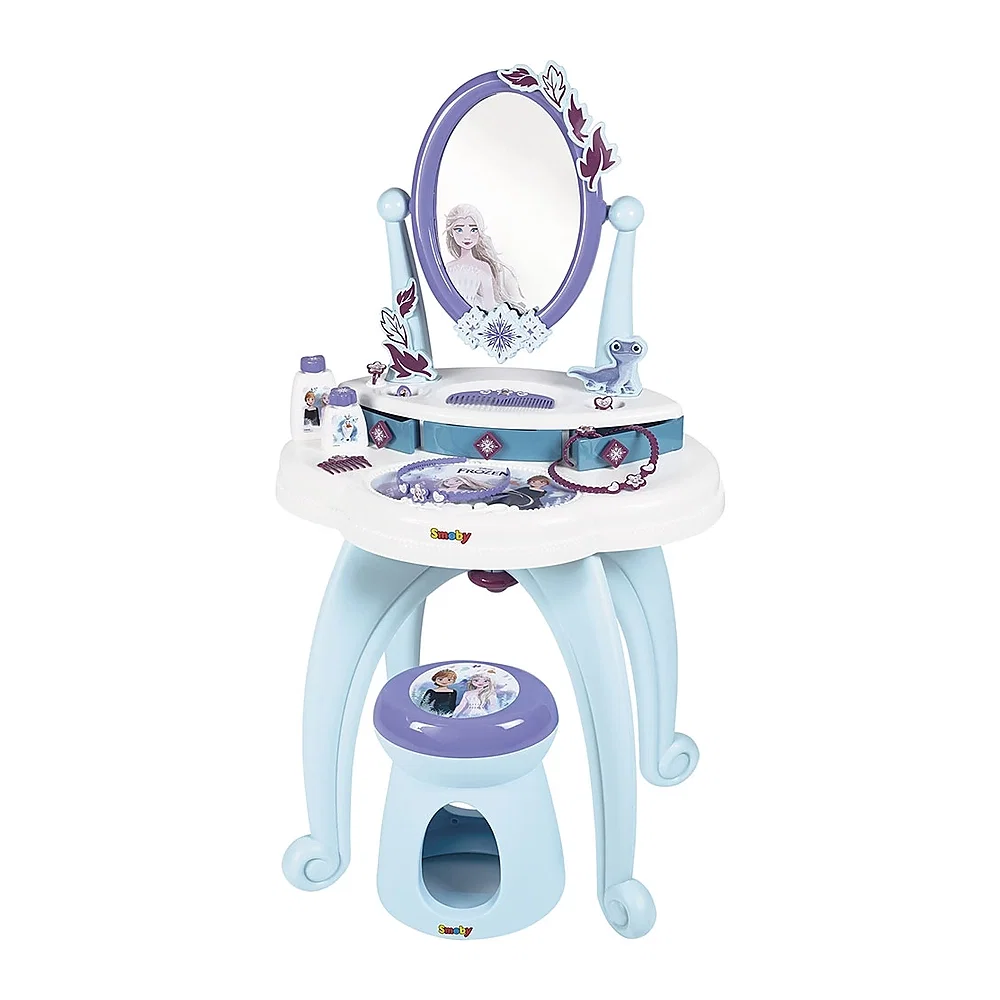 Jucarii de rol - Masuta de machiaj Frozen Hairdresser 2 in 1 - Smoby 3 ani +