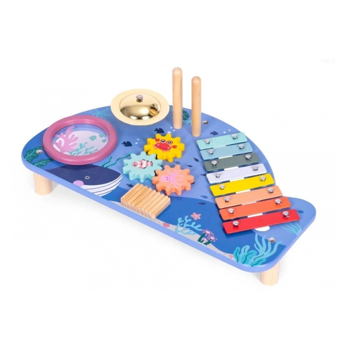 Instrumente muzicale - Masuta din lemn cu instrumente muzicale Ecotoys 18 luni+