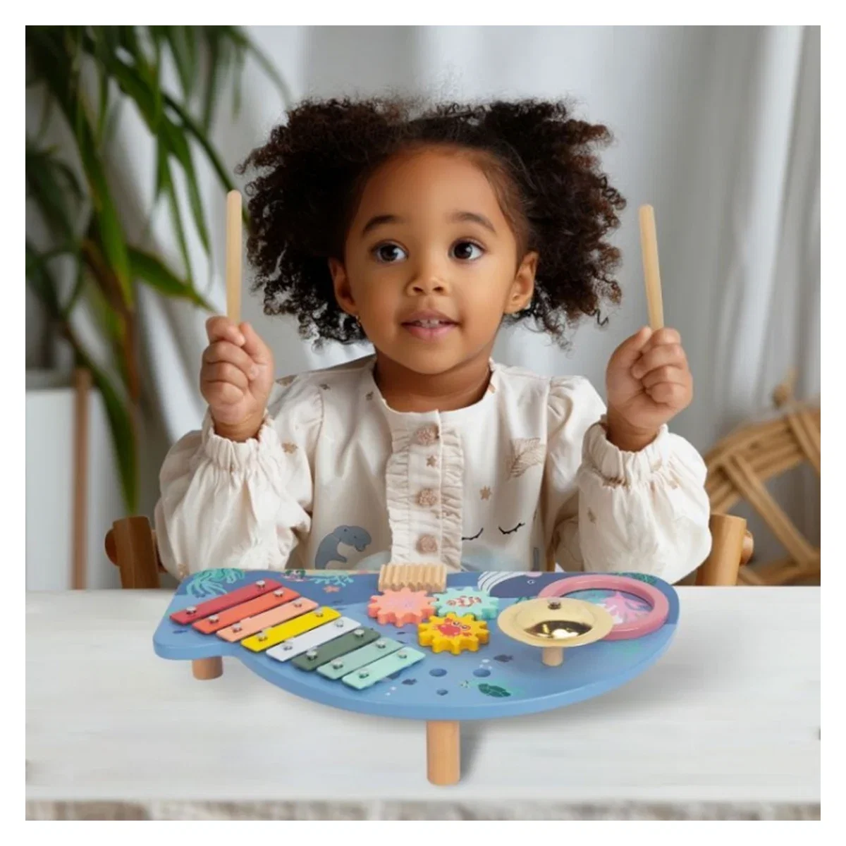 Masuta din lemn cu instrumente muzicale Ecotoys 18 luni+ [4]