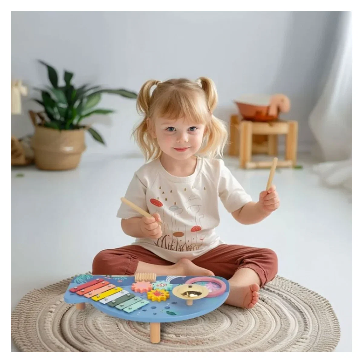 Masuta din lemn cu instrumente muzicale Ecotoys 18 luni+ [5]
