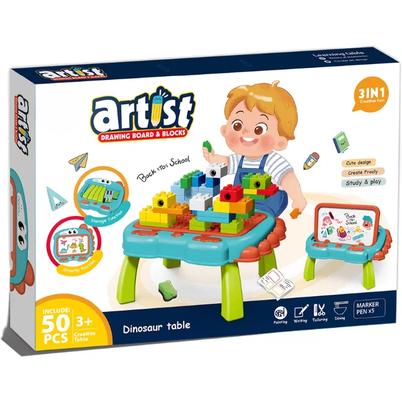 Masuta multifunctionala 3 in 1 pentru constructie - Dinozaur Bufnitel 3 ani [2]