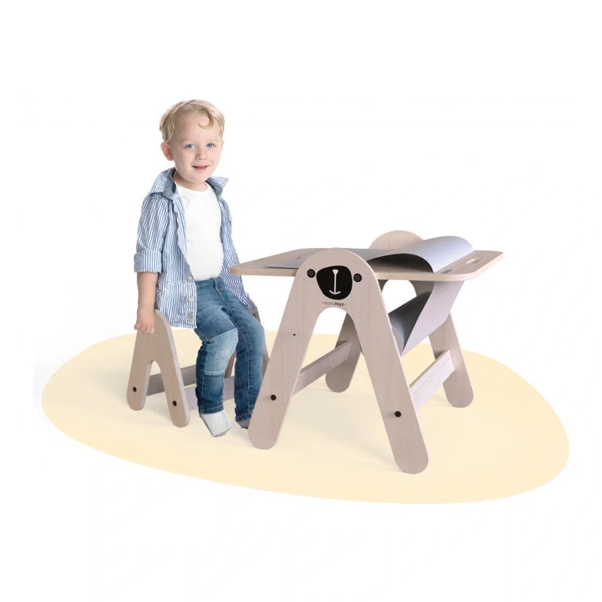 Masuta si tabla 2 in 1 cu scaunel MamaToyz Massam, Ursulet 2 ani+ [7]