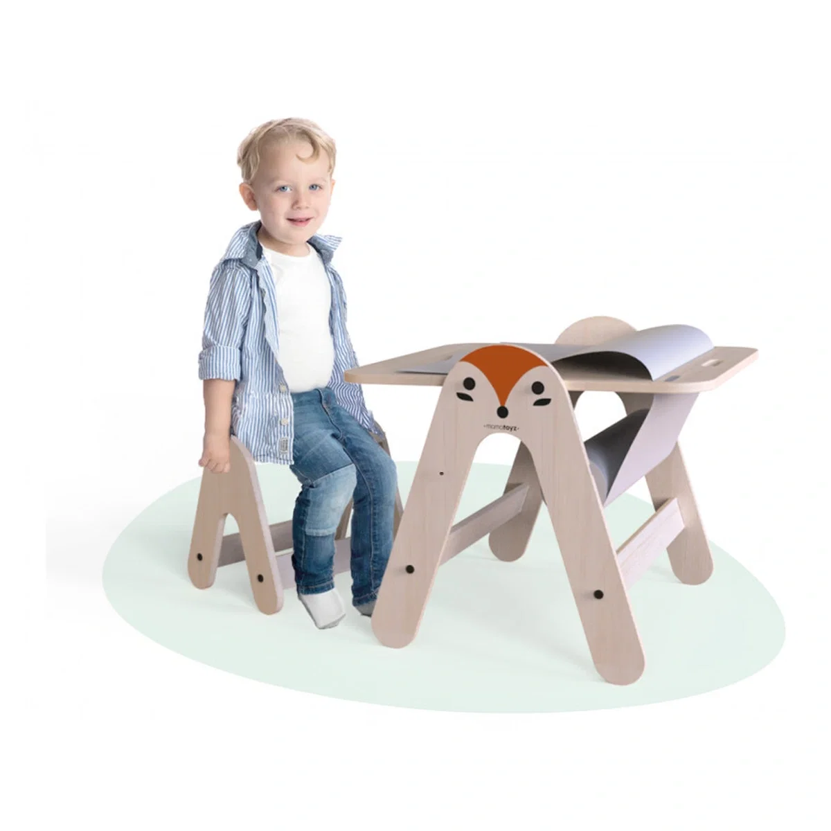 Masuta si tabla 2 in 1 cu scaunel MamaToyz Massam, Vulpita 2 ani+ [2]