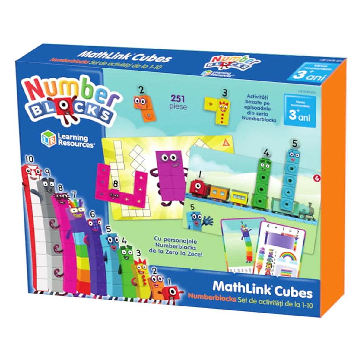 Jocuri si creativitate - MathLink®Cubes Numberblocks in romana - Set de activitati de la 1 - 10 Learning Resources 7 ani
