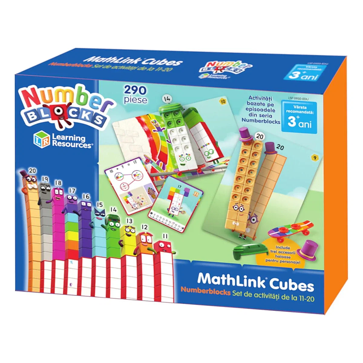Jocuri si creativitate - MathLink®Cubes Numberblocks in romana - Set de activitati de la 11 - 20 Learning Resources 7 ani