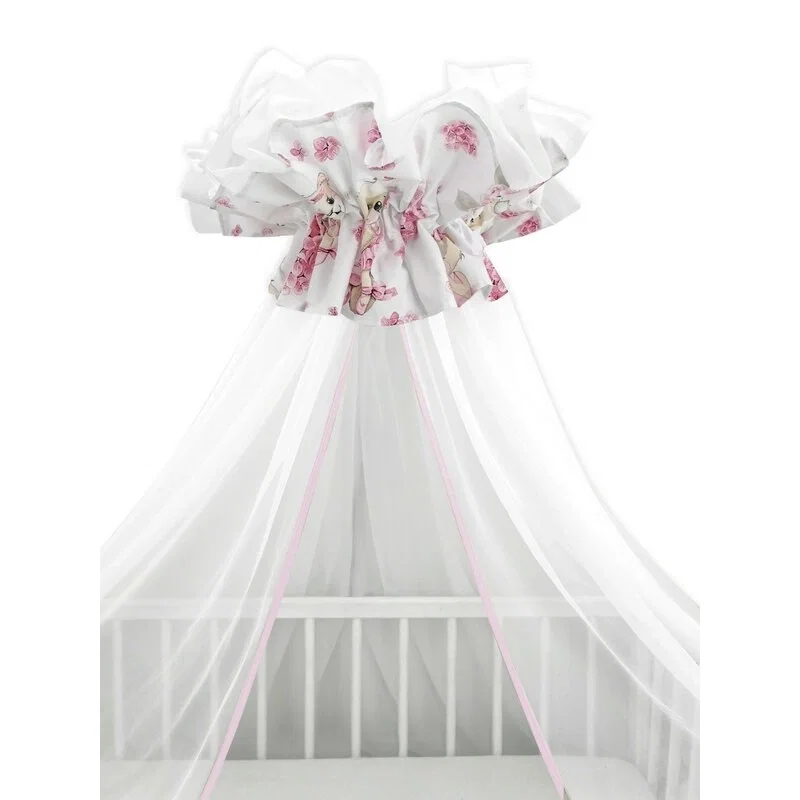 Baldachine - Baldachin mare din tull, Cu funda din bumbac, 400x170 cm, Pink Ballerina MimiNu
