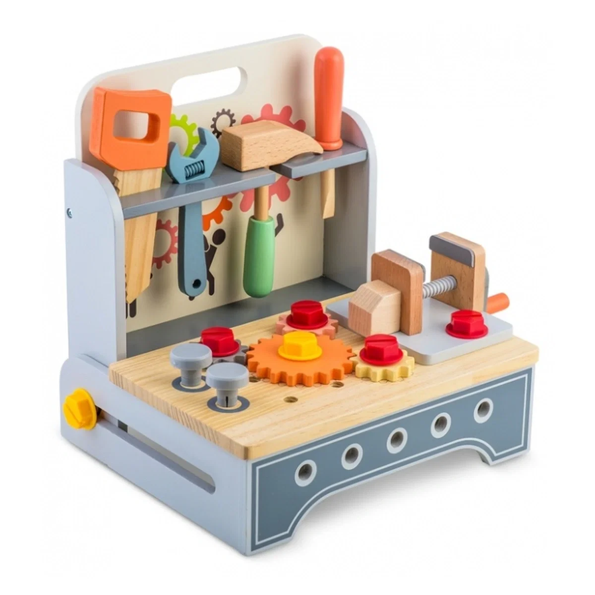 Bancuri de lucru cu unelte - Mini atelier de lucru din lemn cu accesorii incluse, 30 x 25 x 30 cm, Ricokids 3 ani+