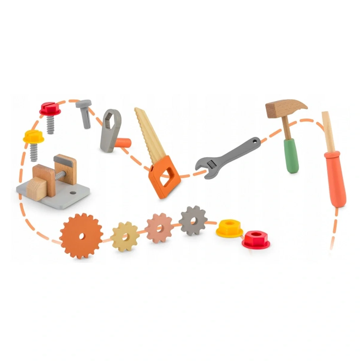 Mini atelier de lucru din lemn cu accesorii incluse, 30 x 25 x 30 cm, Ricokids 3 ani+ [6]
