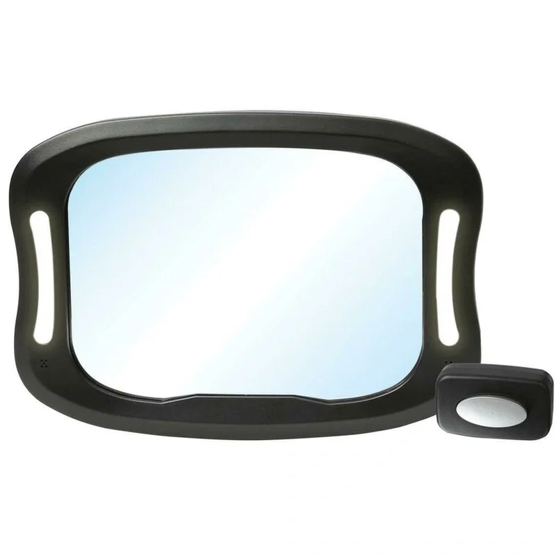 In masina - Oglinda auto, FreeON, Pentru masina, Cu iluminare LED, Include telecomanda, 28x21 cm, Black