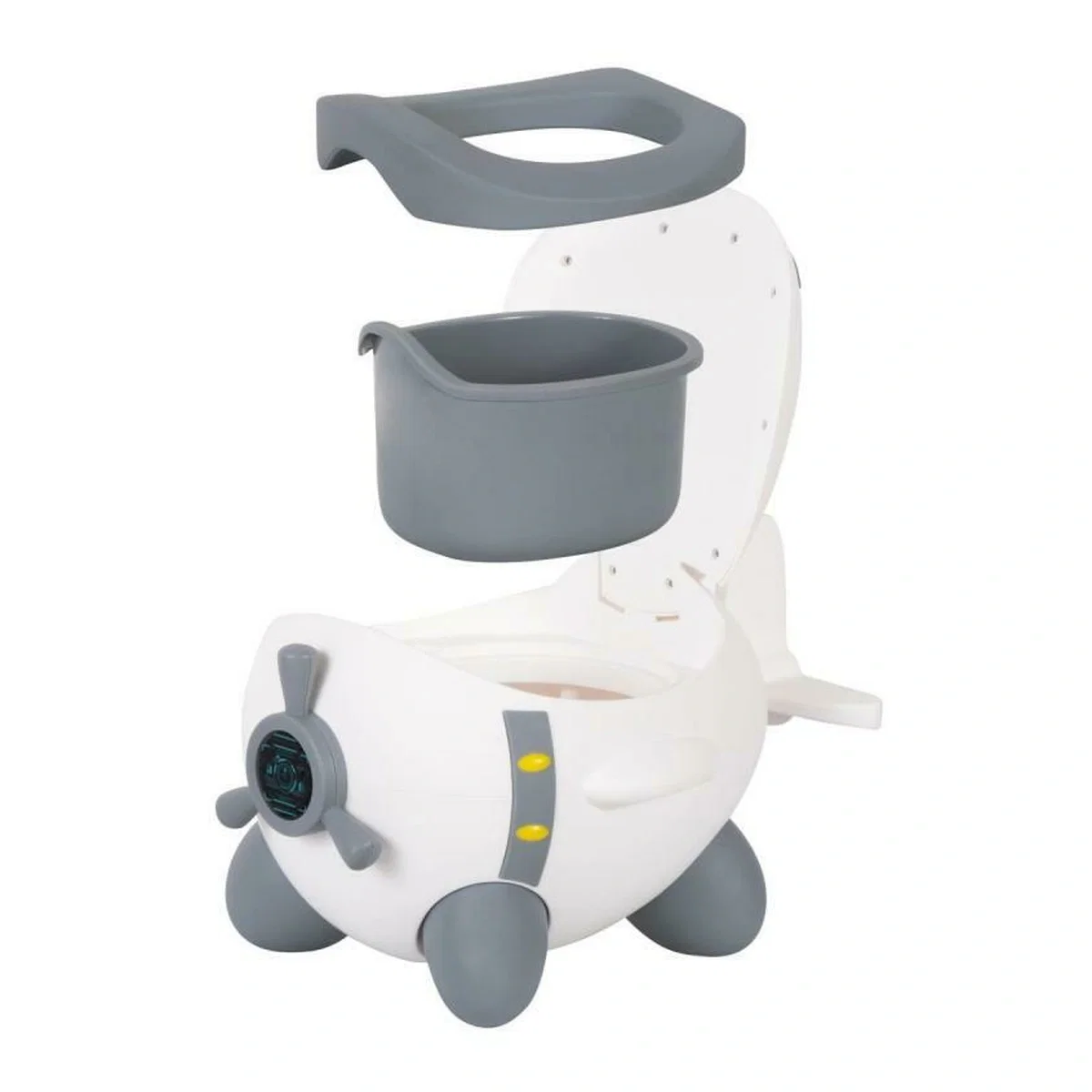 Olite si reductoare toaleta - Olita copii Potty Plane, FreeON, forma de avion, 32 x 28 x 41 cm, White/Grey 18 luni