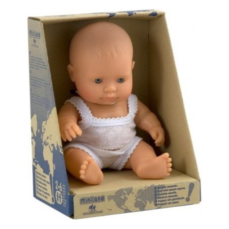 Papusi bebelus - Papusa Baby european fata Miniland 21cm