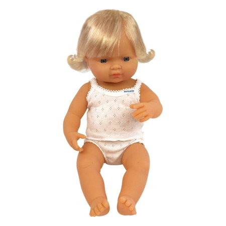 Papusi bebelus - Papusa Baby european fata Miniland 38 cm