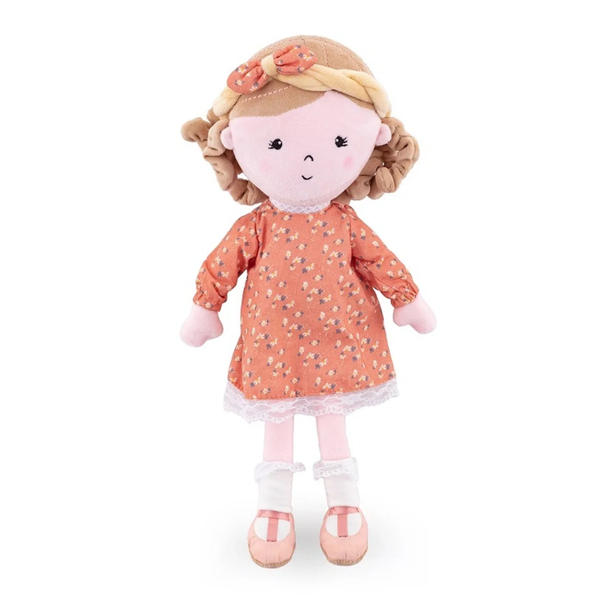 Papusi textile - Papusa, Petite&Mars, Sophie 14 x 34 cm, 0 luni+, Ambalaj cu mini puzzle din carton, 35 cm, Roz
