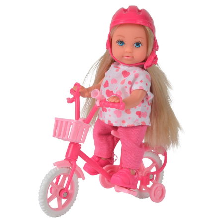 Papusi Steffi Love - Papusa Simba Evi Love My First Bike 12 cm, Inimioare 3 ani +