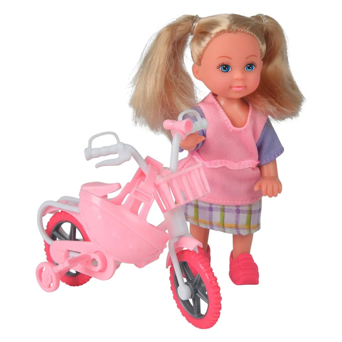 Papusi Steffi Love - Papusa Simba Evi Love My First Bike 12 cm Roz 3 ani +
