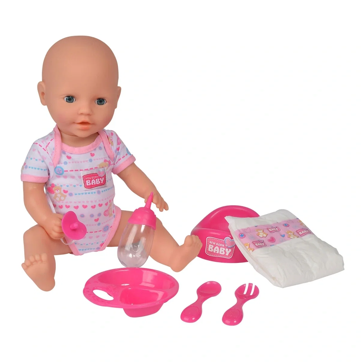 Papusi bebelus - Papusa Simba New Born Baby 38 cm Bebe cu olita si accesorii 3 ani
