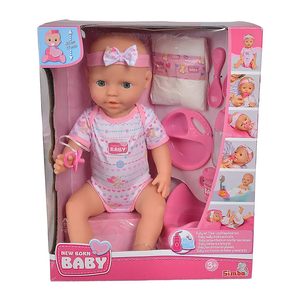 Papusa Simba New Born Baby, Baby Doll 43 cm cu accesorii 3 ani + [9]