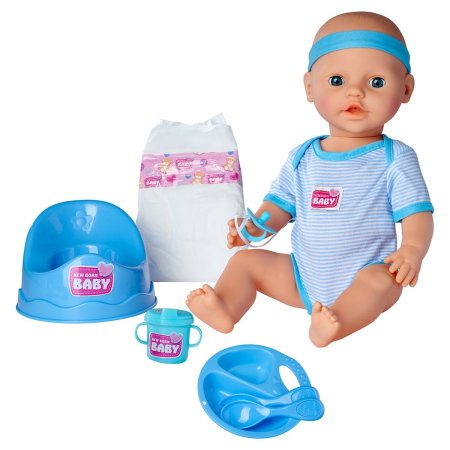 Papusa Simba New Born Baby, Baby Doll 43 cm cu accesorii albastru 3 ani + [1]