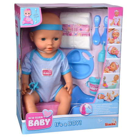 Papusa Simba New Born Baby, Baby Doll 43 cm cu accesorii albastru 3 ani + [11]