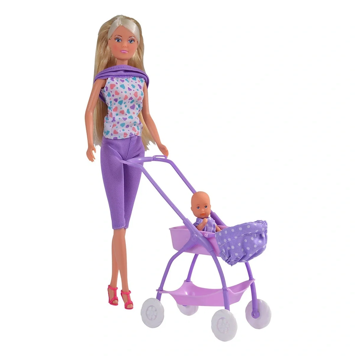 Papusi Steffi Love - Papusa Simba Steffi Love Baby Walk 29 cm mov cu carucior si accesorii 3 ani
