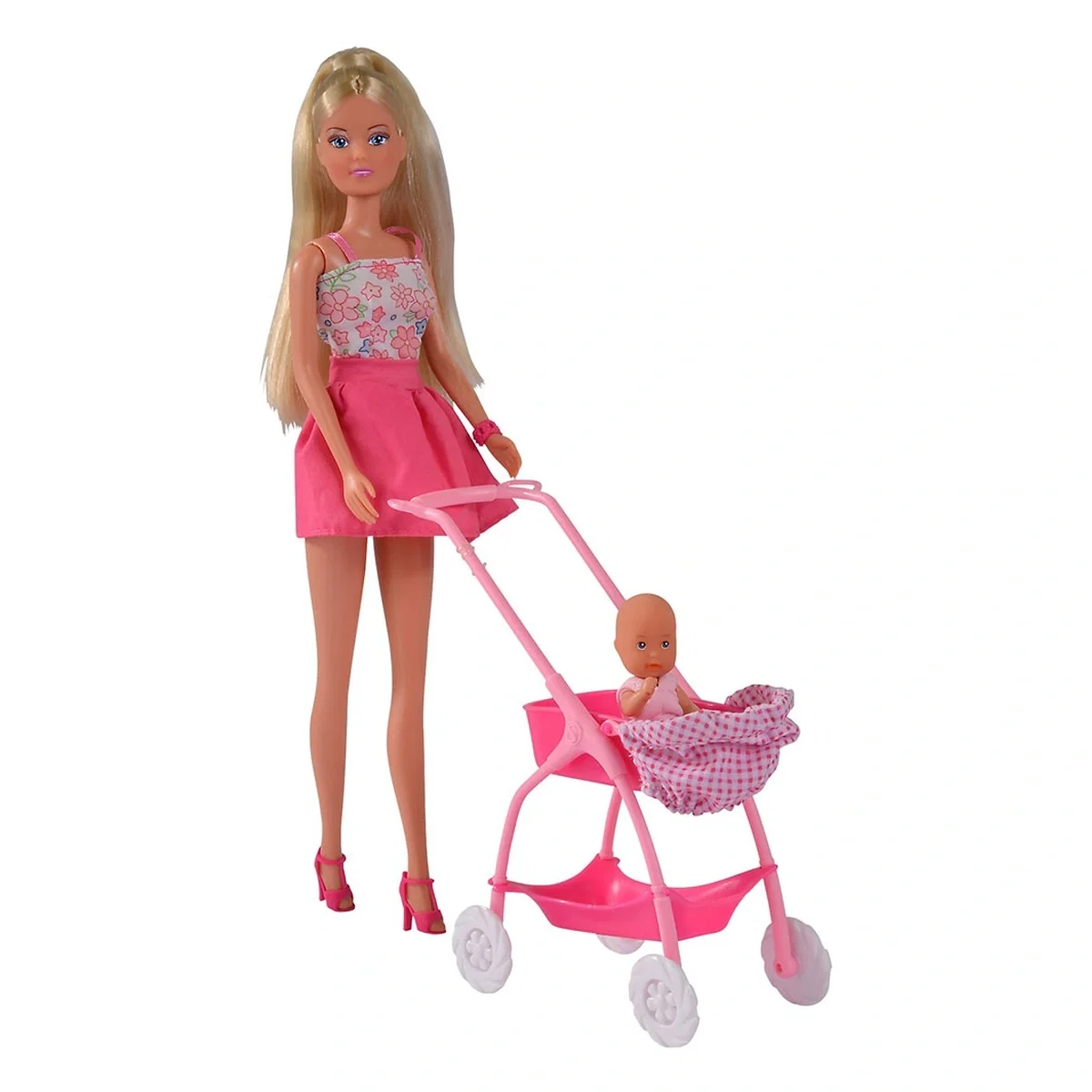 Papusi Steffi Love - Papusa Simba Steffi Love Baby Walk 29 cm roz cu carucior si accesorii 3 ani