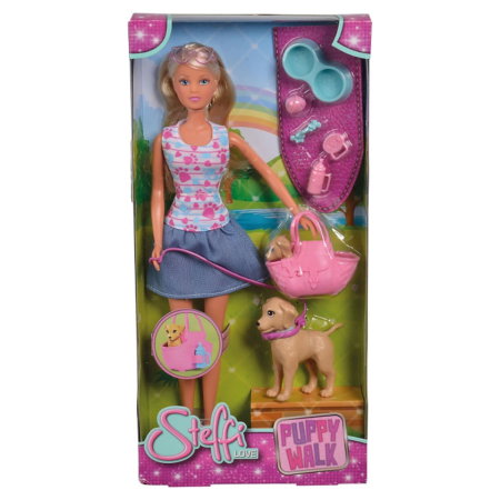 Papusa Simba Steffi Love Puppy Walk 29 cm cu 2 figurine si accesorii 3 ani + [3]