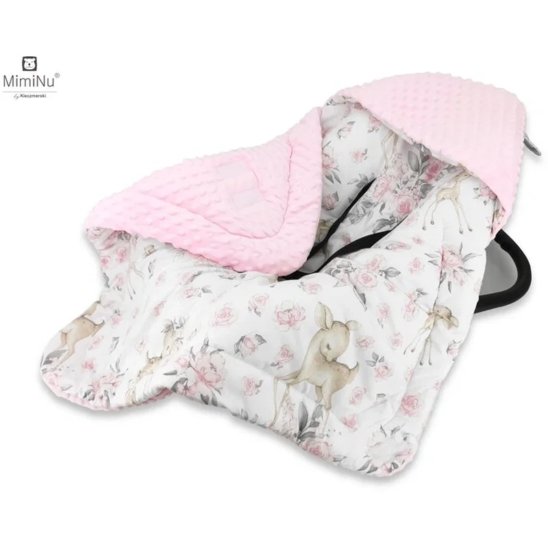 Paturici - Paturica calduroasa de infasat, MimiNu, Pentru scoica, scaun auto/carucior, Cu sistem de prindere velcro, 90x90 cm,