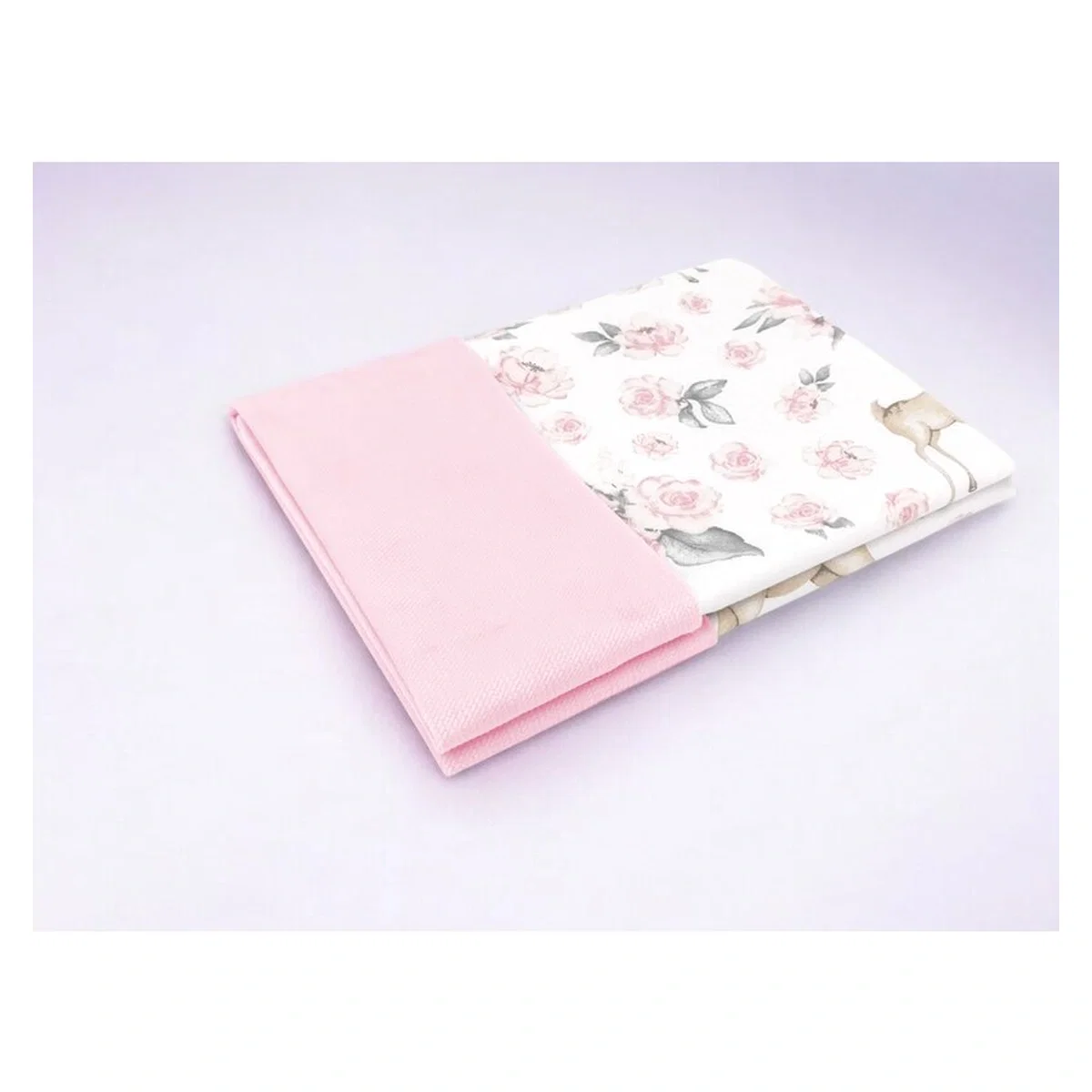 Paturica pufoasa, MimiNu, Cu doua fete, 75x100 cm, Din tesatura de catifea si bumbac, Sweet Deer Pink [1]