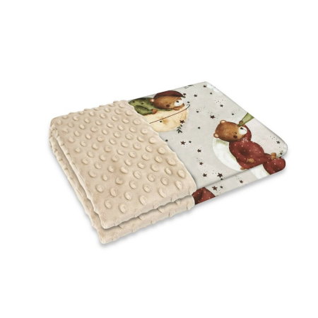 Somnul celor mici - Paturica pufoasa, MimiNu, Cu doua fete, 75x100 cm, Din tesatura Minky si bumbac, Teddy Bear On Moon