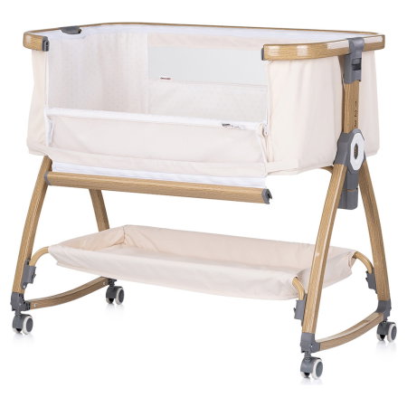 Patut co-sleeper Chipolino Charisma cu laterala culisanta, functie leagan, inclinare anti-reflux, plasa anti-insecte, Cashmere wood [2]