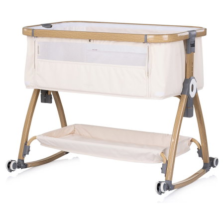 Patut co-sleeper Chipolino Charisma cu laterala culisanta, functie leagan, inclinare anti-reflux, plasa anti-insecte, Cashmere wood [5]