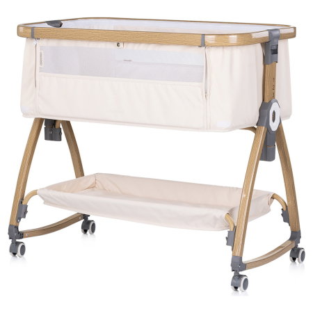 Patut co-sleeper Chipolino Charisma cu laterala culisanta, functie leagan, inclinare anti-reflux, plasa anti-insecte, Cashmere wood [1]