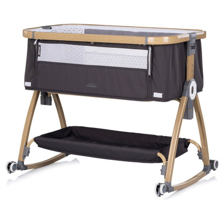 Patut co-sleeper Chipolino Charisma cu laterala culisanta charcoal wood [5]
