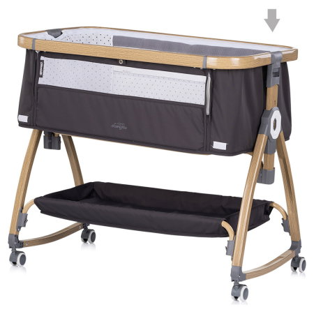 Patut co-sleeper Chipolino Charisma cu laterala culisanta charcoal wood [4]