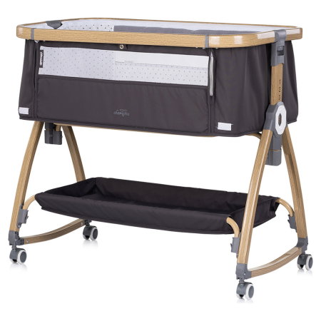 Patut co-sleeper Chipolino Charisma cu laterala culisanta charcoal wood [1]