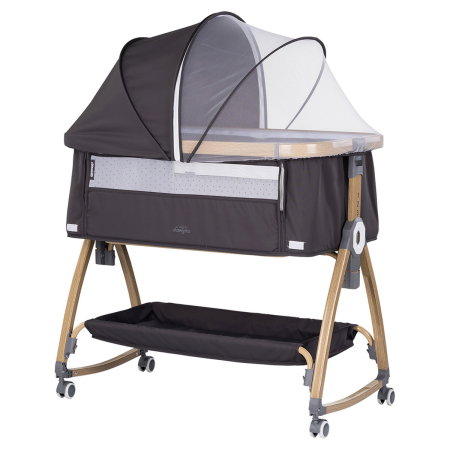 Patuturi co-sleeping - Patut co-sleeper Chipolino Charisma cu laterala culisanta charcoal wood