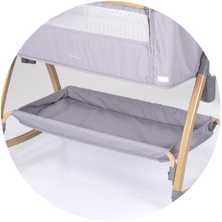 Patut co-sleeper Chipolino Charisma cu laterala culisanta, functie leagan, inclinare anti-reflux, plasa anti-insecte, Platinum wood [9]